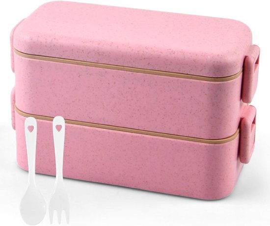 Roestvrijstalen lunchbox met lepels en vorken geïs