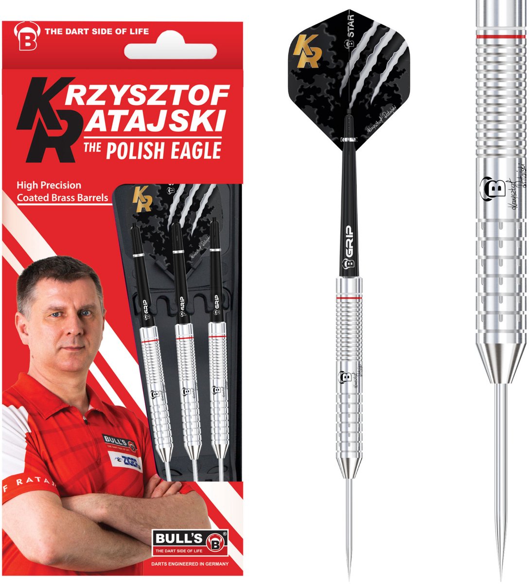 BULL'S Krzysztof Ratajski Brass Silver - Dartpijlen 22 Gram