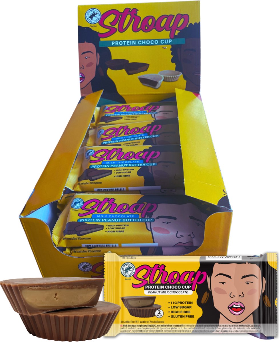 Goedkoopste Stroap Melk Chocolade Pindakaas - Display (20 st à 42g) - Proteine repen - bars - glutenvrij - afvallen - chocolade - pindakaas
