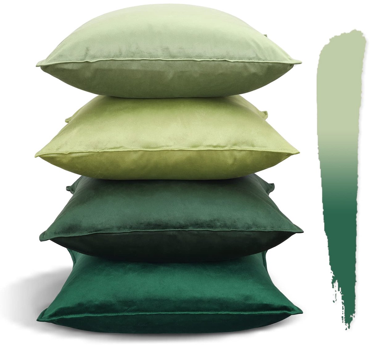 Ibenzoa Set van 4 Luxe Fluwelen Kussenslopen met Elegant Kleurverloop voor Sfeer en Comfort groen
