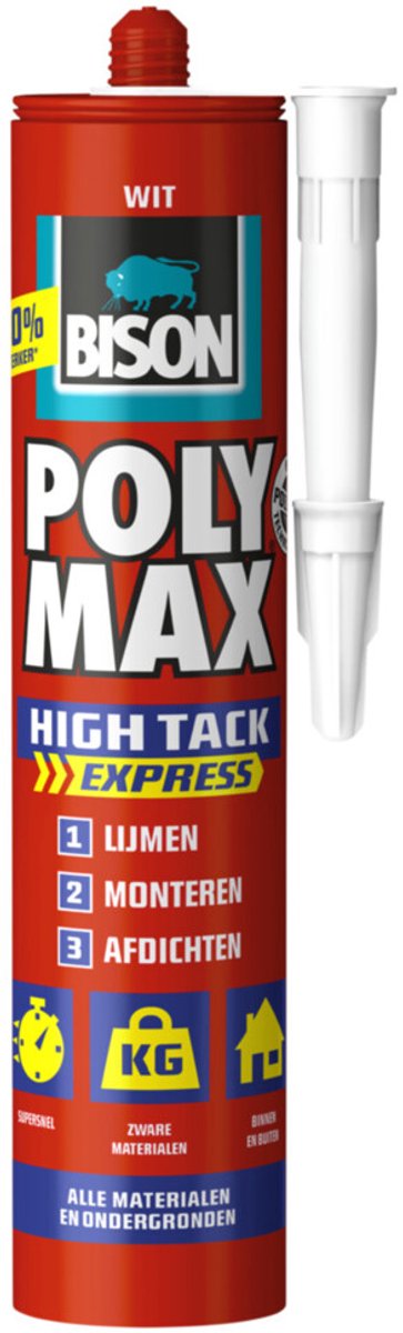 Bison Poly Max® High Tack Express Wit - 4 x 440 gr - Voordeelverpakking
