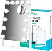 Mirlux Make Up Hollywood Spiegel met Verlichting (44x30cm) - Visagie - Dimbaar LED Lampen Licht - 13 Lampen - Wit