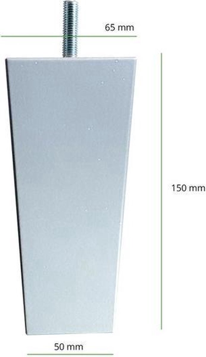 Nessa® - Boxspring Poten Taps Zilver Hout 15cm
