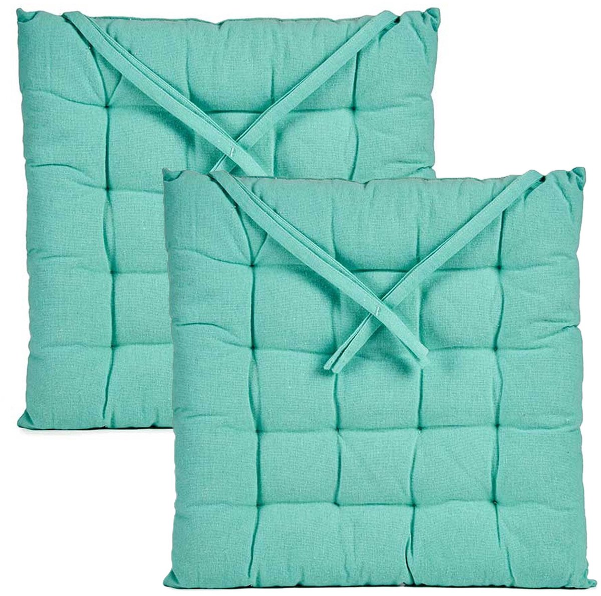 Giftdecor Stoelkussen Decorama - 2x - binnen/buiten - mintgroen - 40 x 40 x 5 cm - polyester