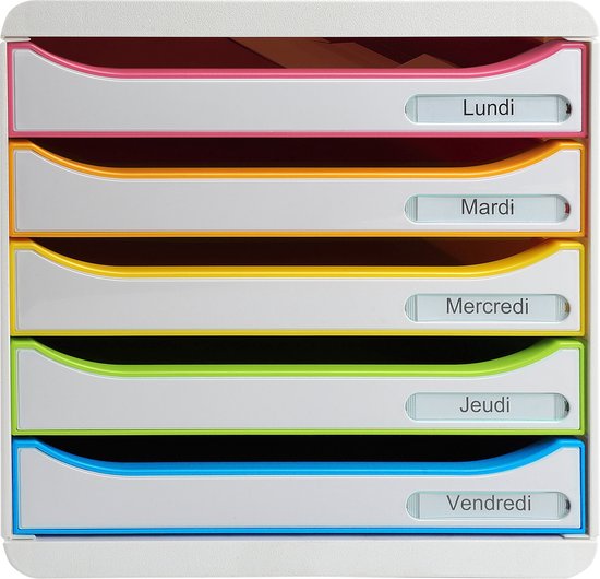 Exacompta Module de classement Big Box Plus 5 tiroirs Black Office - Blanc/arlequin - 309913D