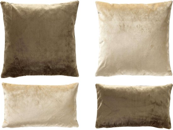 Ensemble de 4 coussins décoratifs Céleste | Beige & vert 45x45 cm & 30x50 cm | Avec garnissage intérieur luxueux | Hoii