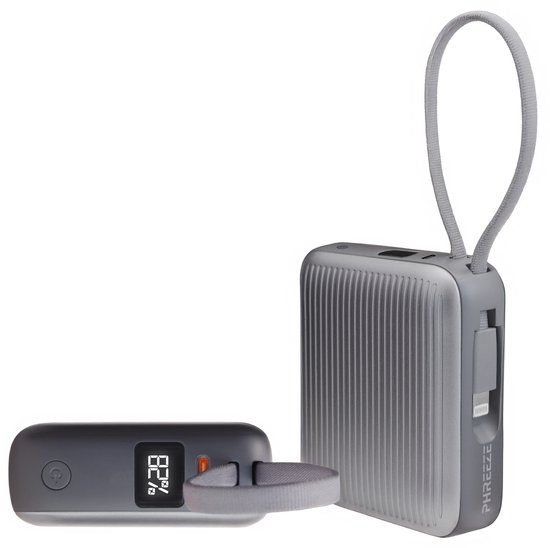 2x Mini Powerbank 10000 mAh Snellader met Ingebouwde Kabels - 2x - €40,79