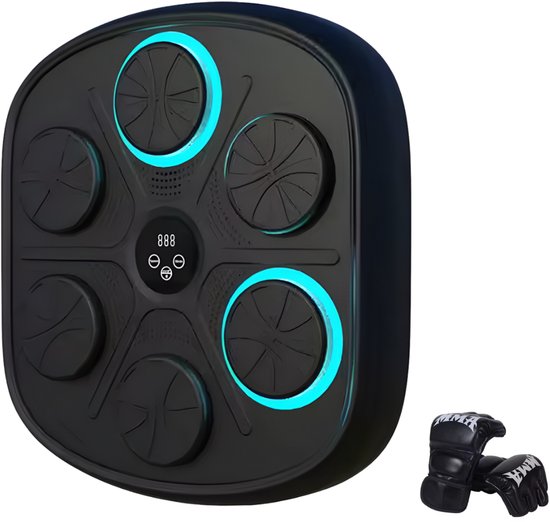 Foto: Primepoint elite music boxing machine incl bokshandschoenen 2025 model usb oplaadbaar eenvoudige installatie 9 training modussen volwassenen en kinderen boksmachine bokszak
