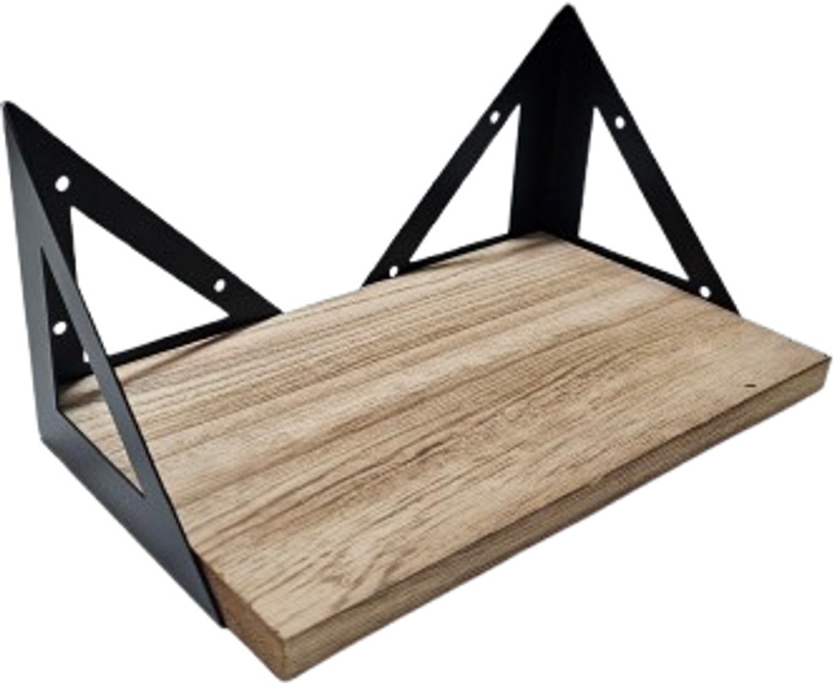 wandplanken set van 3 hout + metaal - industrieel - landelijk - hout - warm