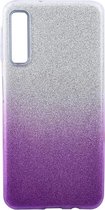 Ntech Hoesje Geschikt Voor Samsung Galaxy A7 2018 - Glamour Glitter Dual Layer Back Cover TPU Hoesje - Zilver & Paars
