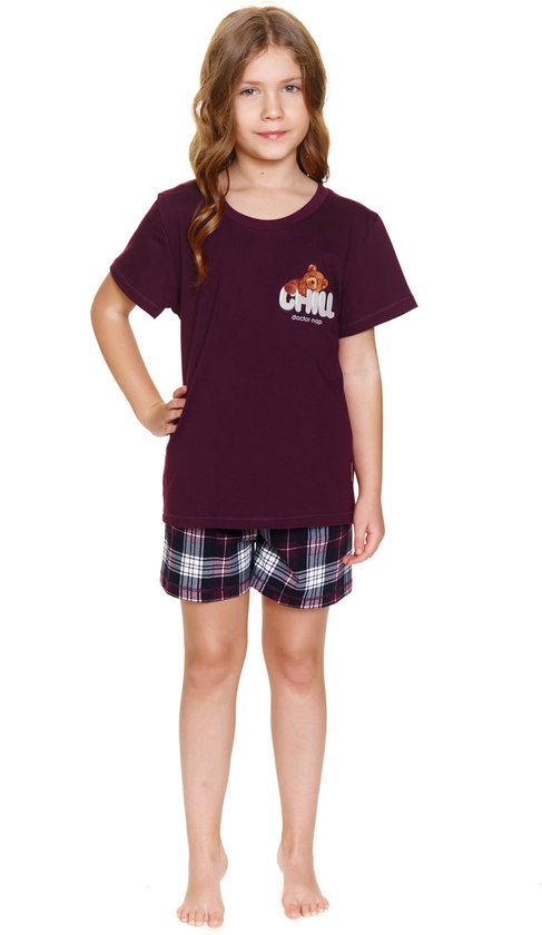 Doctor Nap Coton Pyjama Filles Garçons | Pyjama de famille assorti | Short à manches courtes Pyjama short | Bourgogne frais PDU.7202 134 / 140