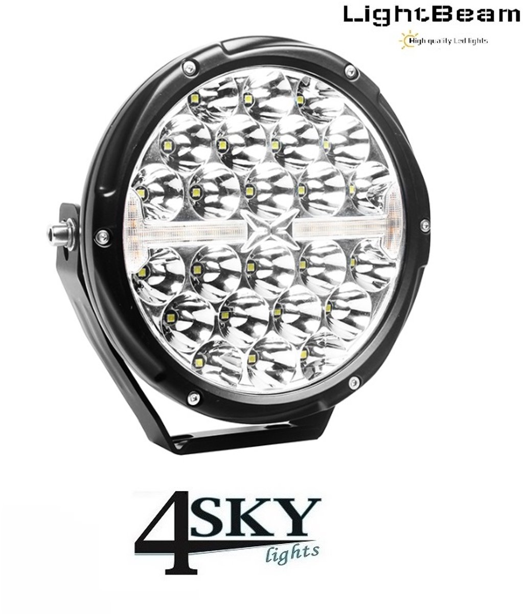 100 watt 7 Inch Led verstraler met ingebouwde Led flitsers en positielicht Amber/Wit volledig R65 R10 R112 gekeurd