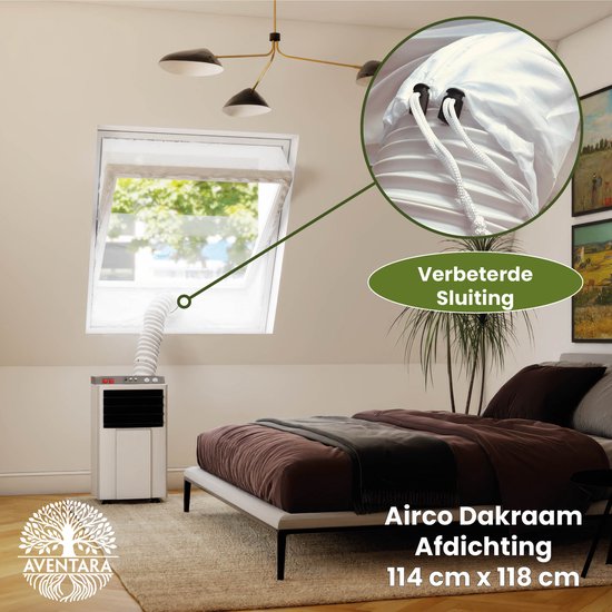 Airco dakraam afdichting 114×118 cm voor Velux, Fakro, Optilight, Luxtra, Roto – raamafdichtingskit, slang afsluiter