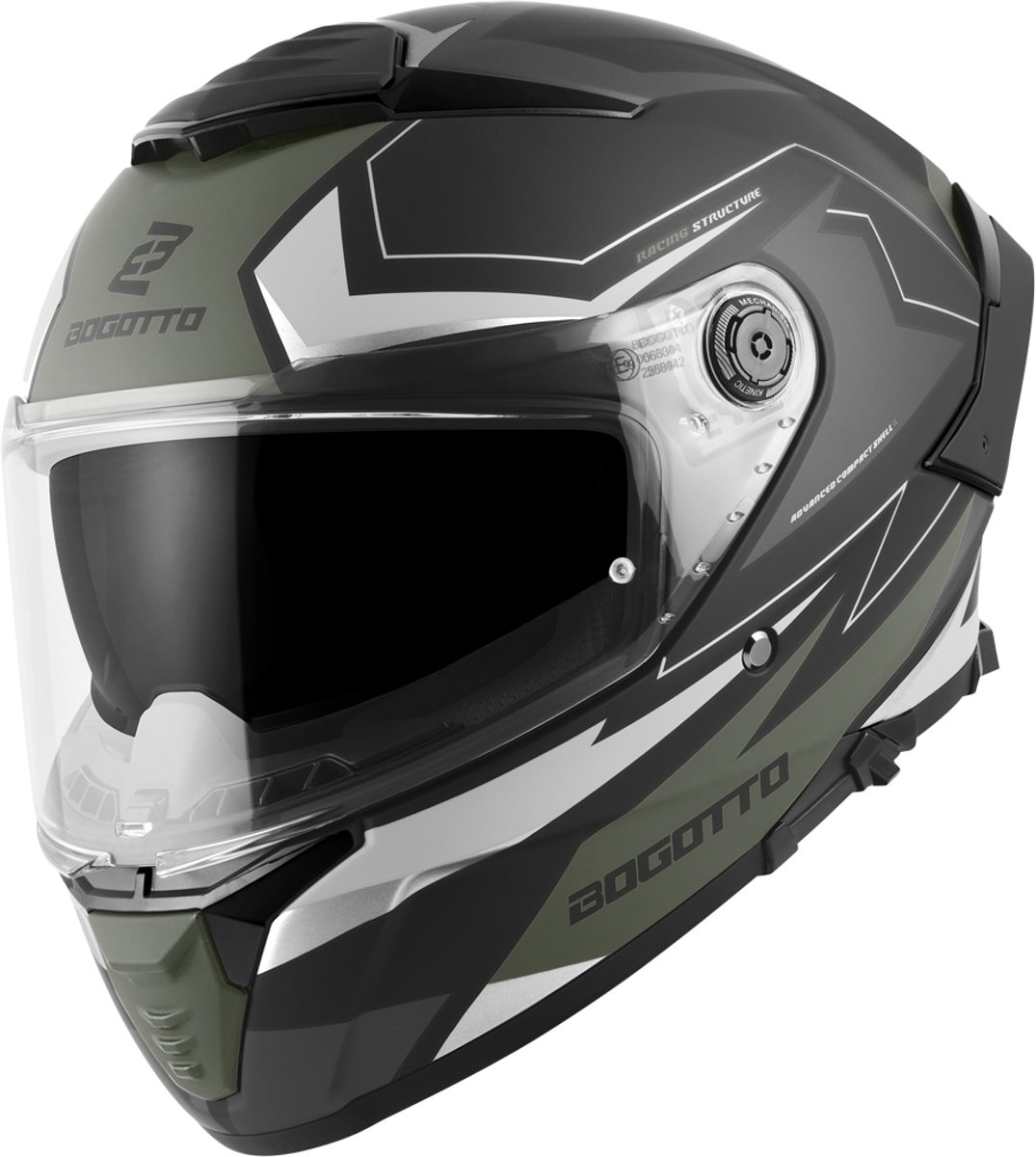 Bogotto FF118 Vilial Mat Zwart Groen Integraalhelm - Maat XXL - Helm