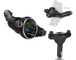 Ntech Smart Car Kit Bluetooth 5.0+EDR FM Transmitter 3.1A Charger-1,3 LED scherm TF kaart AUX poort - Handsfree Call functie - BT08