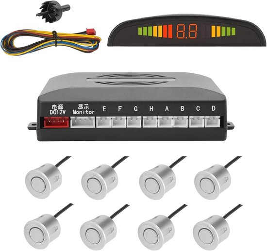 GEKO Parkeersensoren - 4 sensoren - LCD display - Ultrasoon - Buzzer geluidssignaal