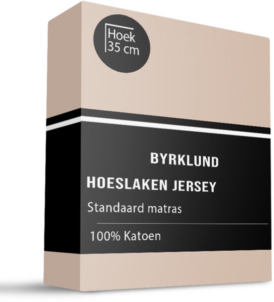 Verpakking Byrklund hoeslaken jersey, hoek 35 cm, standaard matras, 100% katoen.
