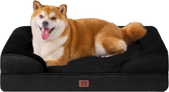 BingoPaw Groot hondenbed van traagschuim: orthopedische waterdichte slaapbanken voor huisdieren wasbaar - Bolster puppy kussen mat met kussen en afneembare hoes voor middelgrote honden L (83 x 57 cm