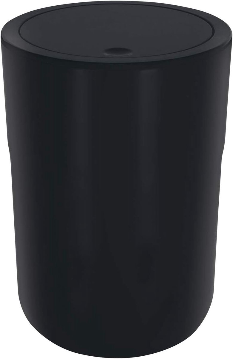 Goedkoopste Cosmetica-emmer Cocco met extra ring voor vuilniszakken - Pedaalemmer met schommeldeksel 5 liter - 19 x 26 cm (Zwart