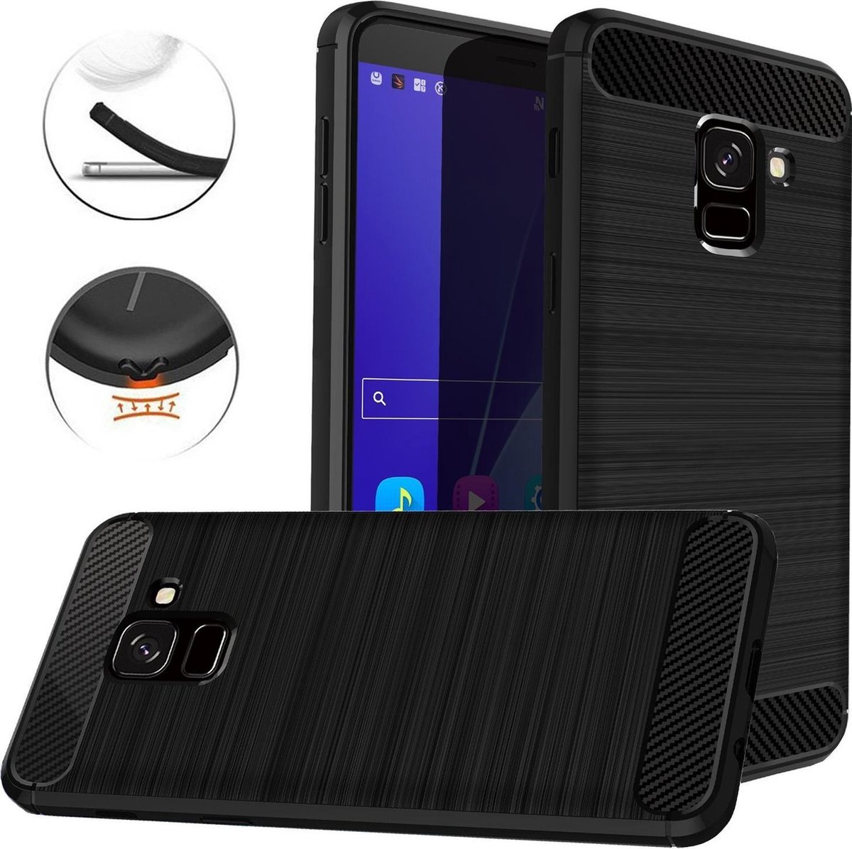 Ntech Soft Brushed TPU Hoesje Geschikt Voor Samsung Galaxy J6 (2018) - Matt Zwart