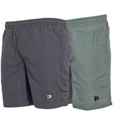 2-Pack Donnay - Micro Fibre Short (Ian) - Sportbroek - Heren - Charcoal/Jungle green (597) - maat 3XL