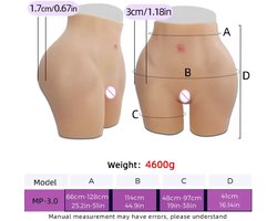 Siliconen vagina, siliconen billen- siliconen heupen- Vagina-broek-cosplay- travestie- crossdresser-bodysuit-big butt- 4600 gram