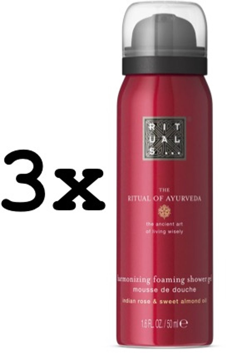 Rituals - 3 x Travel Mini Ritual Of Ayurveda Foaming Showergel - Doucheschuim 50 ml x 3 = 150 ml