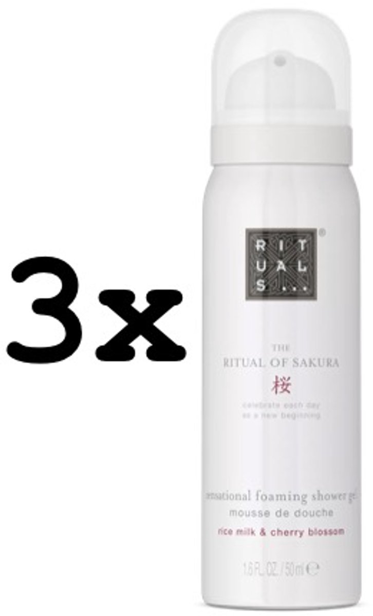 Rituals - 3 x Ritual Of Sakura Travel mini Foaming shower gel 50 ml x 3 = 150 ml - Doucheschuim 3 x 50 ml = 150 ml