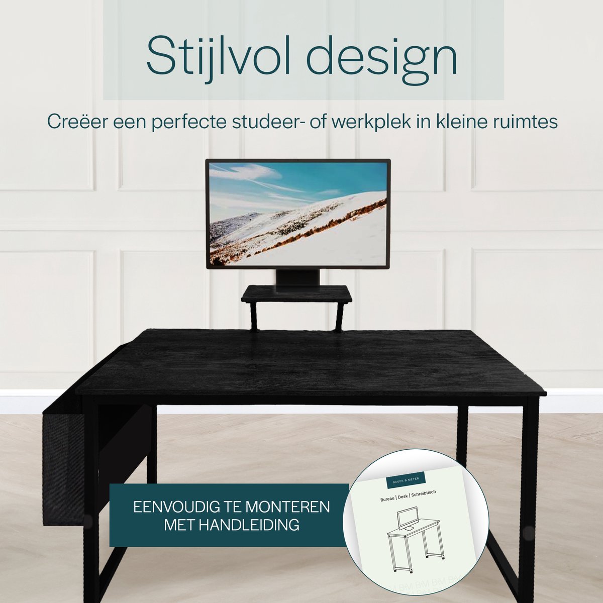 BAUER & MEYER® Bureau - Bureau Zwart - Computerbureau - Computer tafel - Bureautafel - Desk