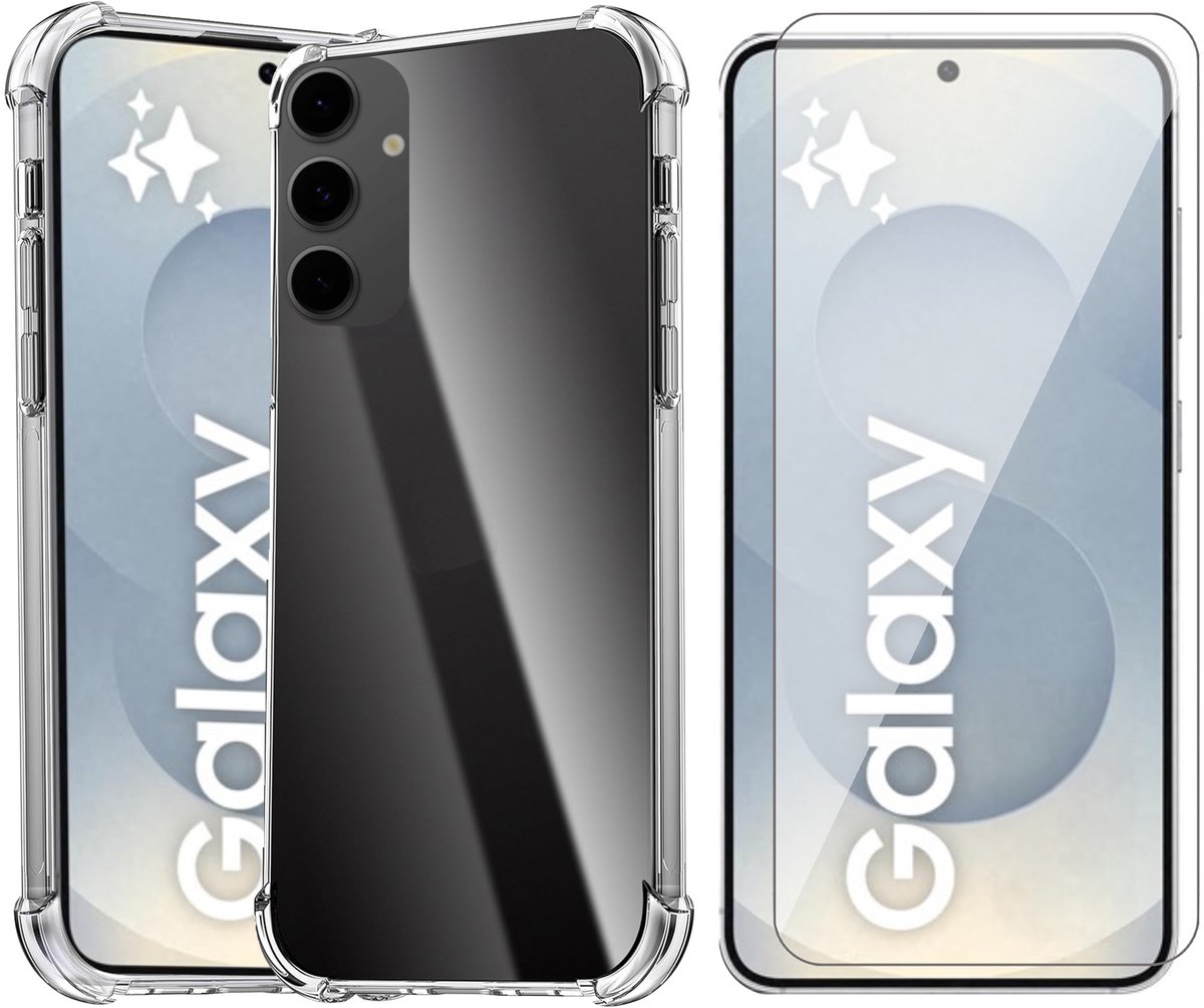Hoesje geschikt voor Samsung Galaxy S25 - Screenprotector Glas - Shockproof Transparant