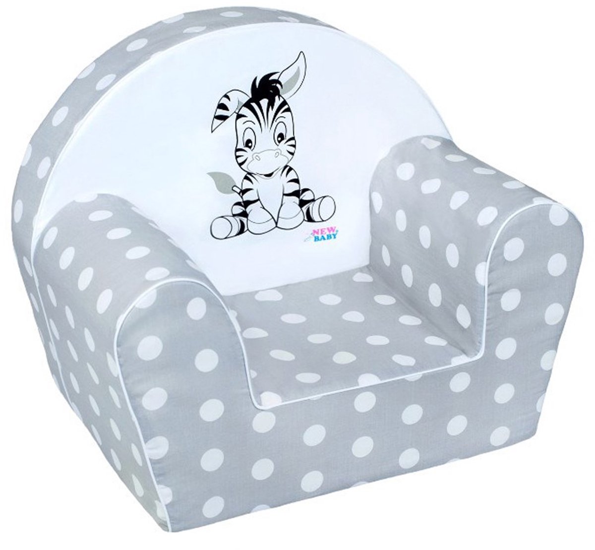 NEW BABY - Krukje - Kinderstoel grijs katoen one size met stippenprint - Babystoel - Peuterstoel - Kindermeubel - Zitmeubel - Speelstoel