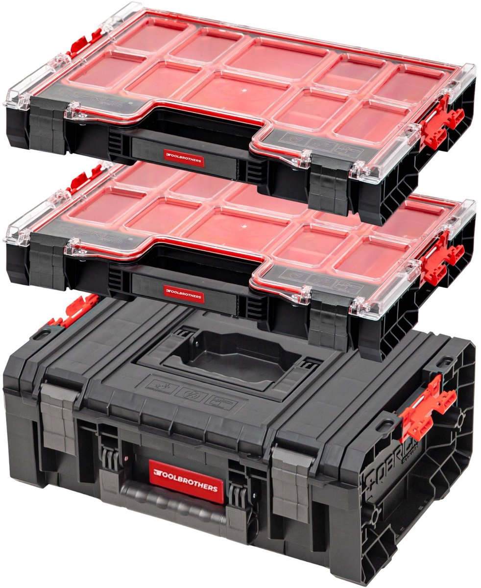 Toolbrothers RHINO gereedschapskofferset 1 RHINO L gereedschapskoffer ECO Basic + 2x RHINO L Organizer ECO hoogte L bakken IP54