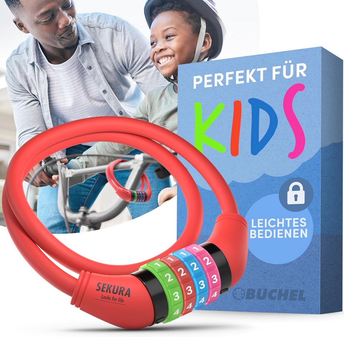 Kleurrijk Kinderfietsslot Zonder Sleutel - Veilig en Gemakkelijk te Gebruiken