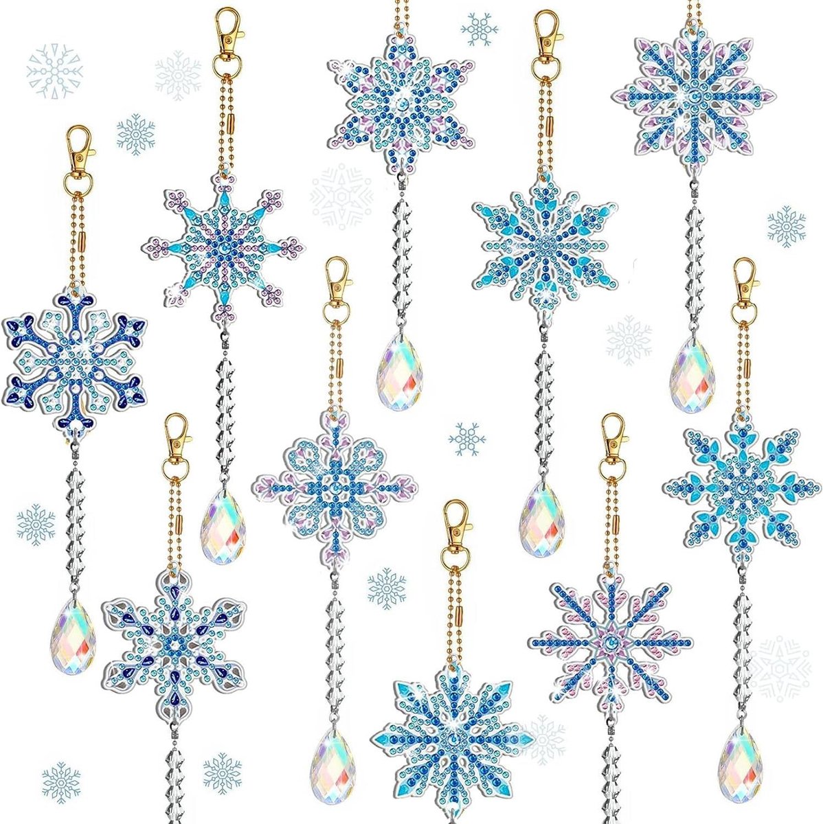 Sneeuwvlok Diamond Painting Set - 10 Stuks voor Kerstdecoratie en verjaardagscadeau