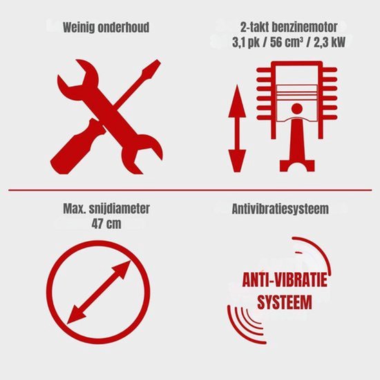 Professionele Kettingzaag – Benzine - Mcculloch – Automatisch Smeersysteem – 22 M/S Snijsnelheid – 2313W – Rood — afbeelding 3