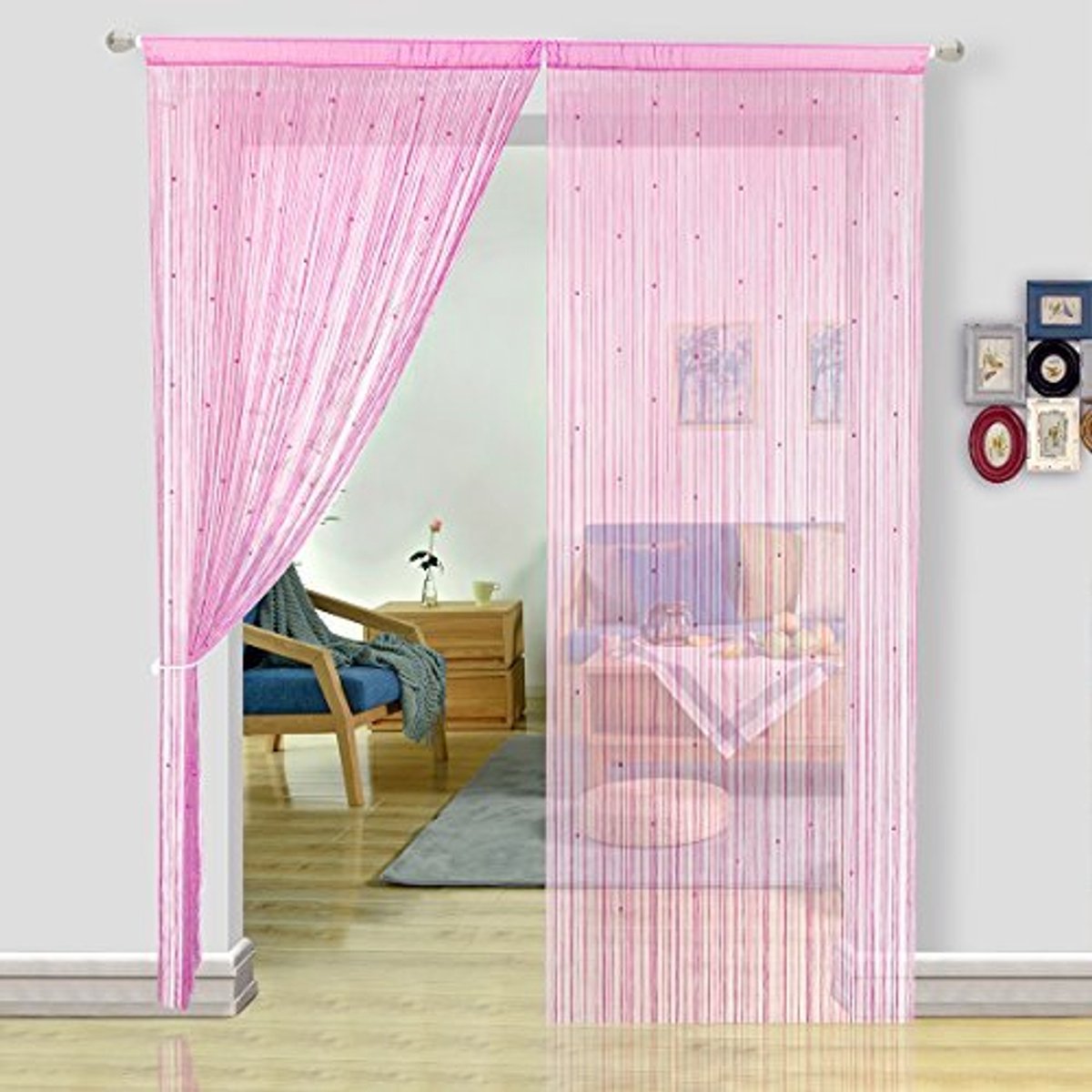 Unyqoos Kleurrijk Kralengordijn als Stijlvolle Ruimteverdeler en Decoratie voor Huis en Bedrijf roze