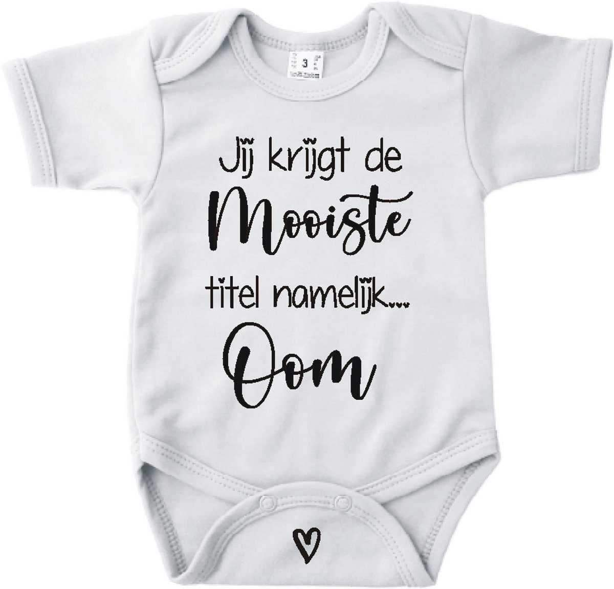 Baby romper met tekst zwangerschap aankondiging | Jij krijgt de mooiste titel namelijk Oom | Wit | korte mouw | maat 56 cadeautje zwangerschap aankondiging bekendmaking | Cadeautje 100% katoen.