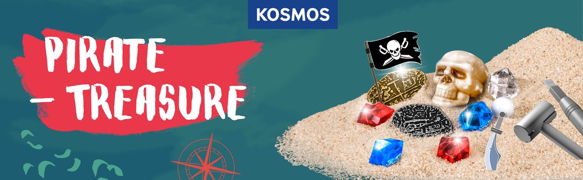 KOSMOS Dig Out Pirate Treasure - Opgravingsset - Graaf een Piratenschat Op - Inclusief Munten, Edelstenen, Parels en Schedelhanger - Maak Je Eigen Sleutelhanger - STEM Speelgoed - Vanaf 7 Jaar — afbeelding 5
