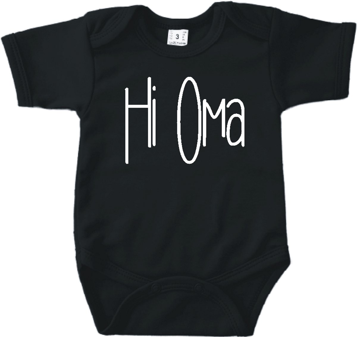 Baby romper met tekst zwangerschap aankondiging | Hi Oma | Zwart |korte mouw | maat 56 cadeautje zwangerschap aankondiging bekendmaking | Cadeautje 100% katoen.