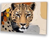 Abstract luipaard in kleurrijk ontwerp - Luipaard canvaskunst - Canvas schilderijen dieren - Expressionisme - Binnenhuisdecoratie - Woonaccessoires - canvas 60x40 cm