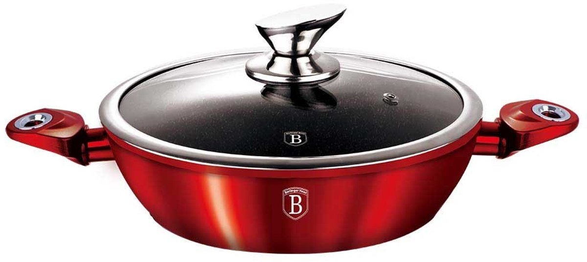 Berlinger Haus Metallic Serie - Granieten Pan - 28cm - Rood Metallic - Soft-Touch Handgreep