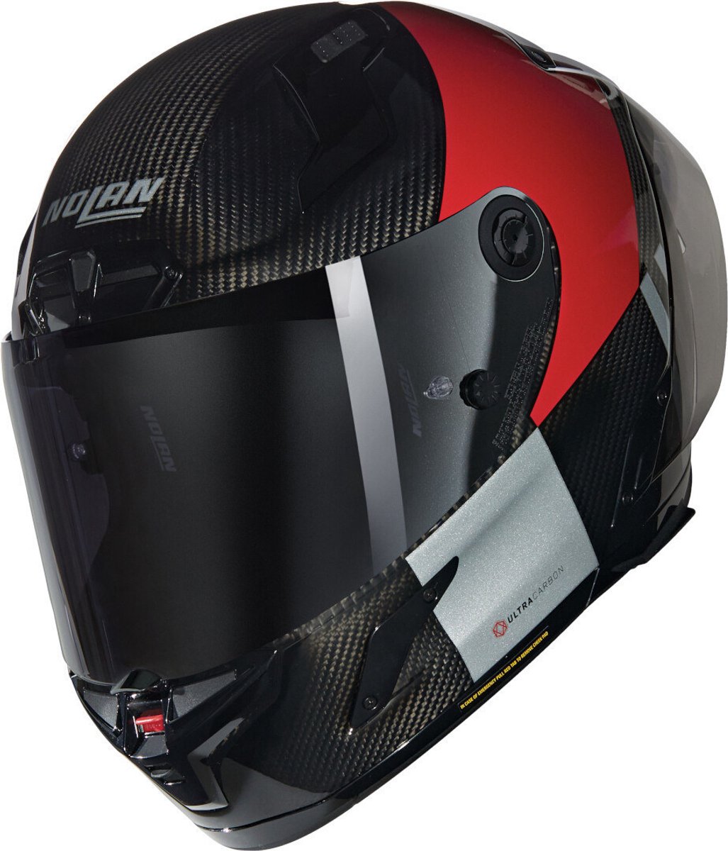 Nolan X-804 RS Combo Gara 351 Carbon Rood Grijs Zwart Glossy Integraalhelm - Maat XL - Helm
