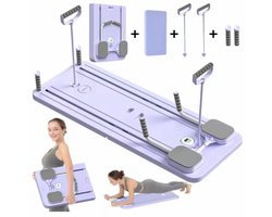 Vellano Pilates Board - Pilates Reformer - Reformer Board - Buikspiertrainer - Opvouwbare Pilates Set - 8 in 1 Board - Home Workout - Multi-functioneel Fitness Board - Paars