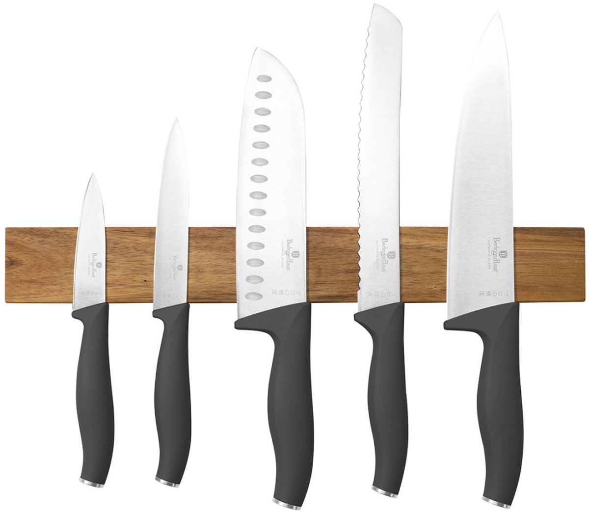 SET VAN 5 KEUKENMESSEN MET LEMMET BERLINGER HAUS BH-2940 ANTRACIET