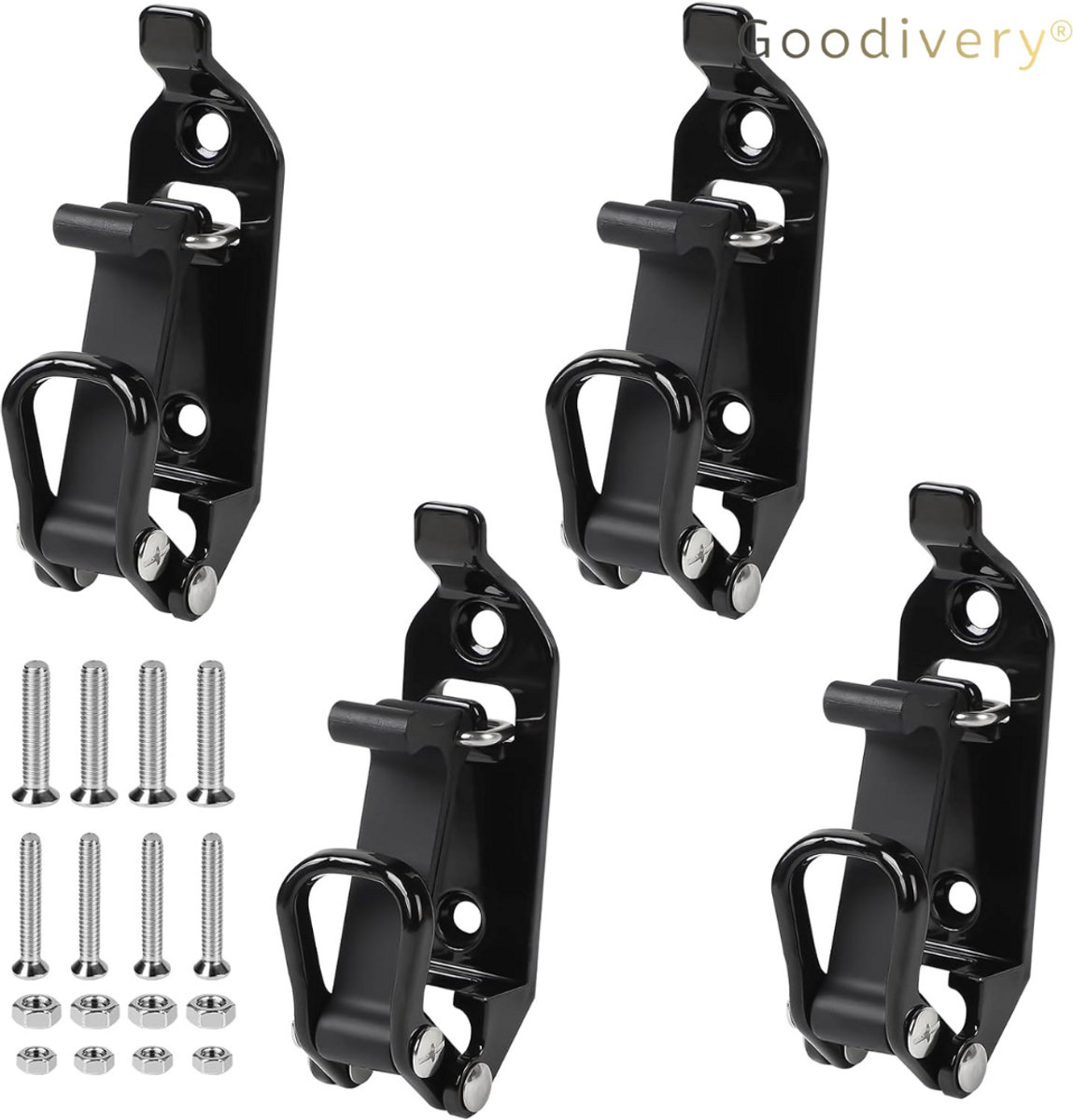 Goodivery ® Veelzijdige Dakdrager Accessoire voor Gereedschap Bevestiging en Opslag in Voertuigen - 4 x schephouders 17-40 mm / zwart