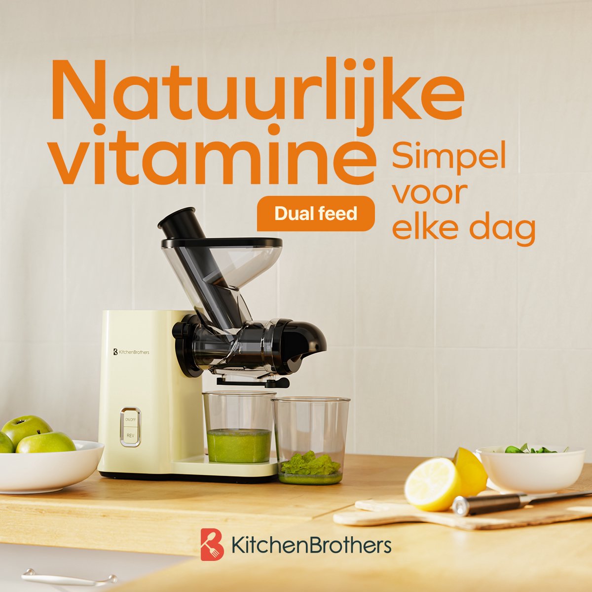 KitchenBrothers Slowjuicer - Compact & PFAS-vrij thumbnail 2