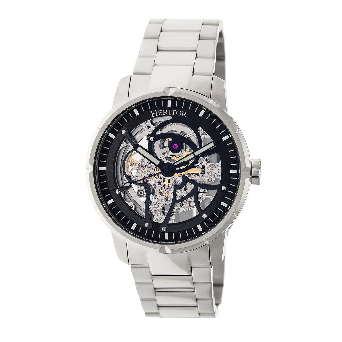 Heritor Automatic Ryder Skeleton Dial Armbandhorloge - Zilver-Zwart
