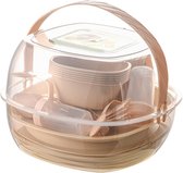 UHAPEER Picnic Tableware for 5 People, 58-Piece Set, Shatterproof Tableware, Lightweight Plastic Plates, Bowls, Cups and Cutlery, for Picnic, Barbecue, Party, Camping