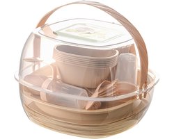 48-delig Plastic Outdoor Servies Set – Kopjes, Borden & Bestek voor Reizen, Camping, Keukenkamperen & Buiten Etentje