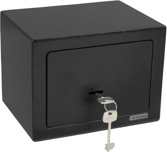 Coffre-fort meuble Domino® CH-17K Coffre-fort avec serrure pour Office à Home avec 2 clés - 23 x 17 x 23 cm - Zwart - Acier - Coffre-fort verrouillable Serrure à cylindre Charnières internes Coffre-fort d'hôtel Coffre-fort privé